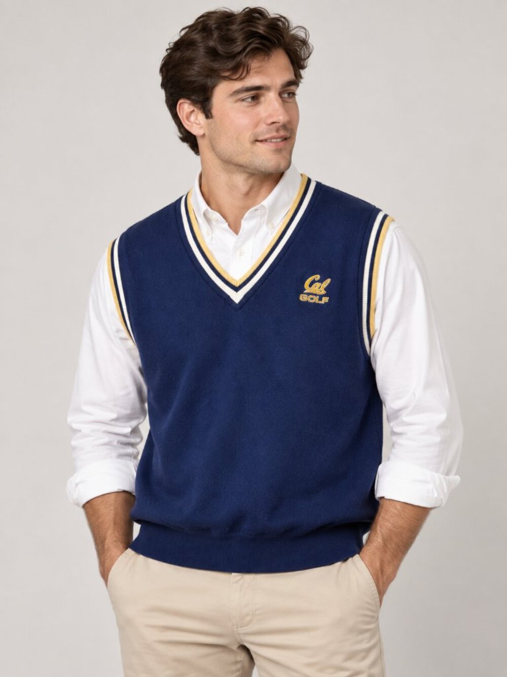 Vintage Cutter & Buck Cal Bears Golf Sweater Vest Men’s M Navy Cotton 90s